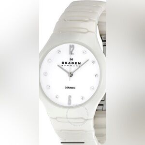 White Skagen swarovski crystal watch